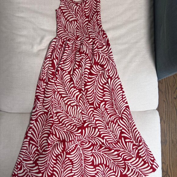 H&M Red and White Leaf Print Smocked Sundress – Size XS – NEVER WORN - Picture 1 of 5
